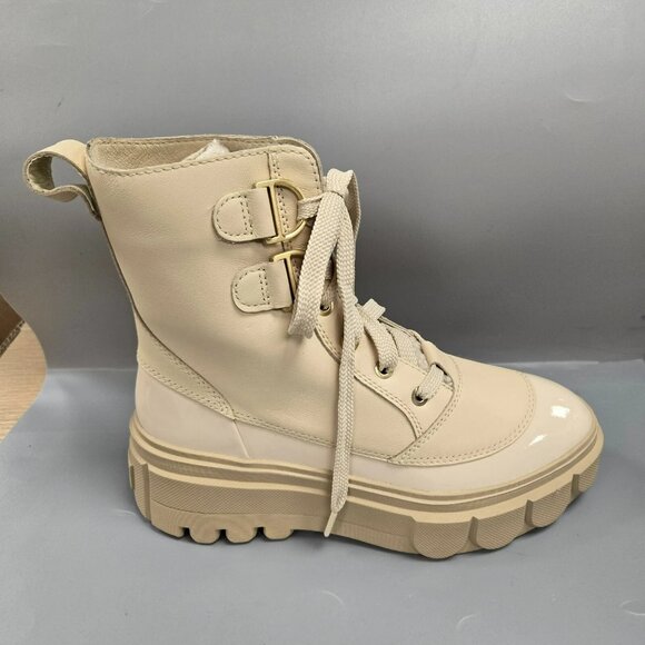 SOREL Caribou X Cozy Lace Up Boot Bleached Ceramic Oatmeal Beige Size 8 - Picture 3 of 15
